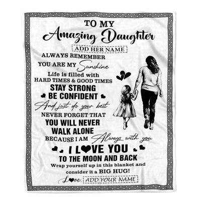 Personalized To My Amazing Daughter Blanket From Mom Mother Woman It A Big Hug Daughter Birthday Gifts Graduation Christmas Customized Fleece Throw Blanket | siriusteestore