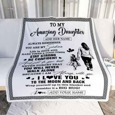 Personalized To My Amazing Daughter Blanket From Mom Mother Woman It A Big Hug Daughter Birthday Gifts Graduation Christmas Customized Fleece Throw Blanket | siriusteestore