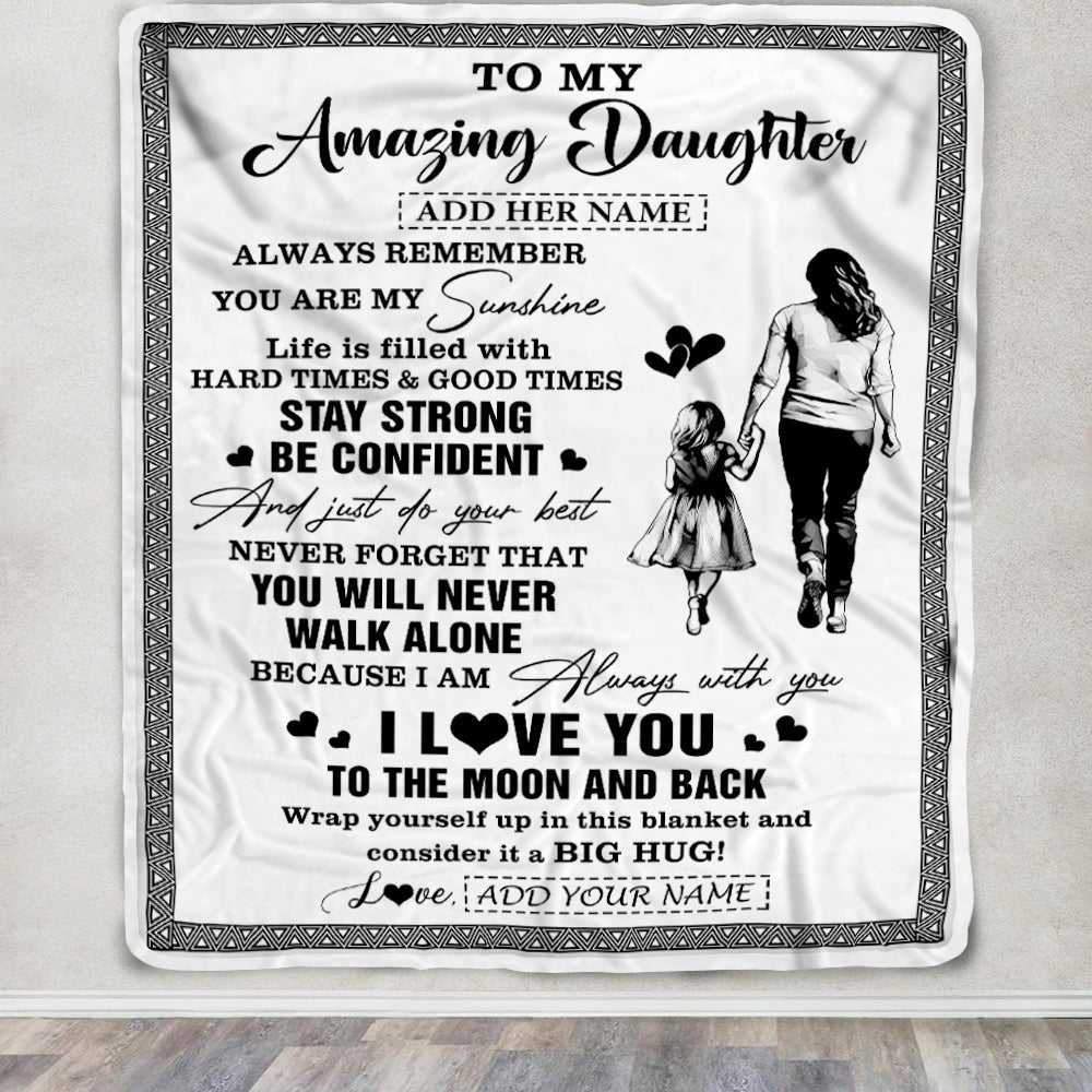 Personalized To My Amazing Daughter Blanket From Mom Mother Woman It A Big Hug Daughter Birthday Gifts Graduation Christmas Customized Fleece Throw Blanket | siriusteestore
