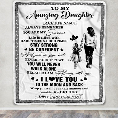 Personalized To My Amazing Daughter Blanket From Mom Mother Woman It A Big Hug Daughter Birthday Gifts Graduation Christmas Customized Fleece Throw Blanket | siriusteestore