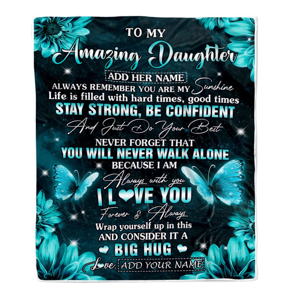 Personalized To My Amazing Daughter Butterfly Blanket From Mom Dad Mother My Sunshine Daughter Birthday Gifts Graduation Christmas Customized Fleece Blanket | siriusteestore