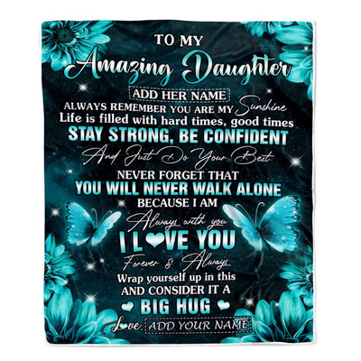 Personalized To My Amazing Daughter Butterfly Blanket From Mom Dad Mother My Sunshine Daughter Birthday Gifts Graduation Christmas Customized Fleece Blanket | siriusteestore
