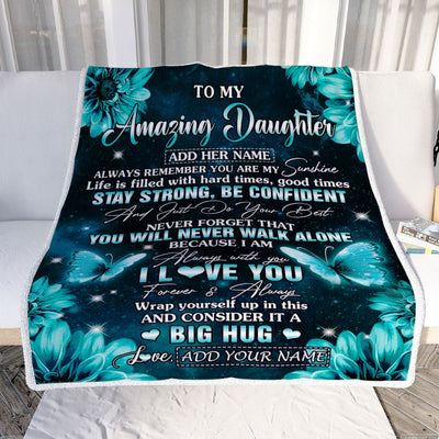 Personalized To My Amazing Daughter Butterfly Blanket From Mom Dad Mother My Sunshine Daughter Birthday Gifts Graduation Christmas Customized Fleece Blanket | siriusteestore