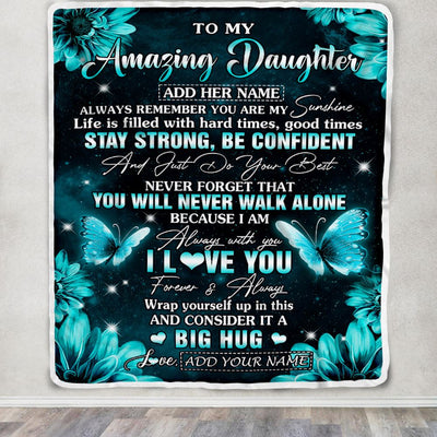 Personalized To My Amazing Daughter Butterfly Blanket From Mom Dad Mother My Sunshine Daughter Birthday Gifts Graduation Christmas Customized Fleece Blanket | siriusteestore
