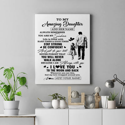 Personalized To My Amazing Daughter Canvas From Dad Father Man It A Big Hug Daughter Birthday Gifts Graduation Christmas Custom Wall Art Framed Canvas | siriusteestore