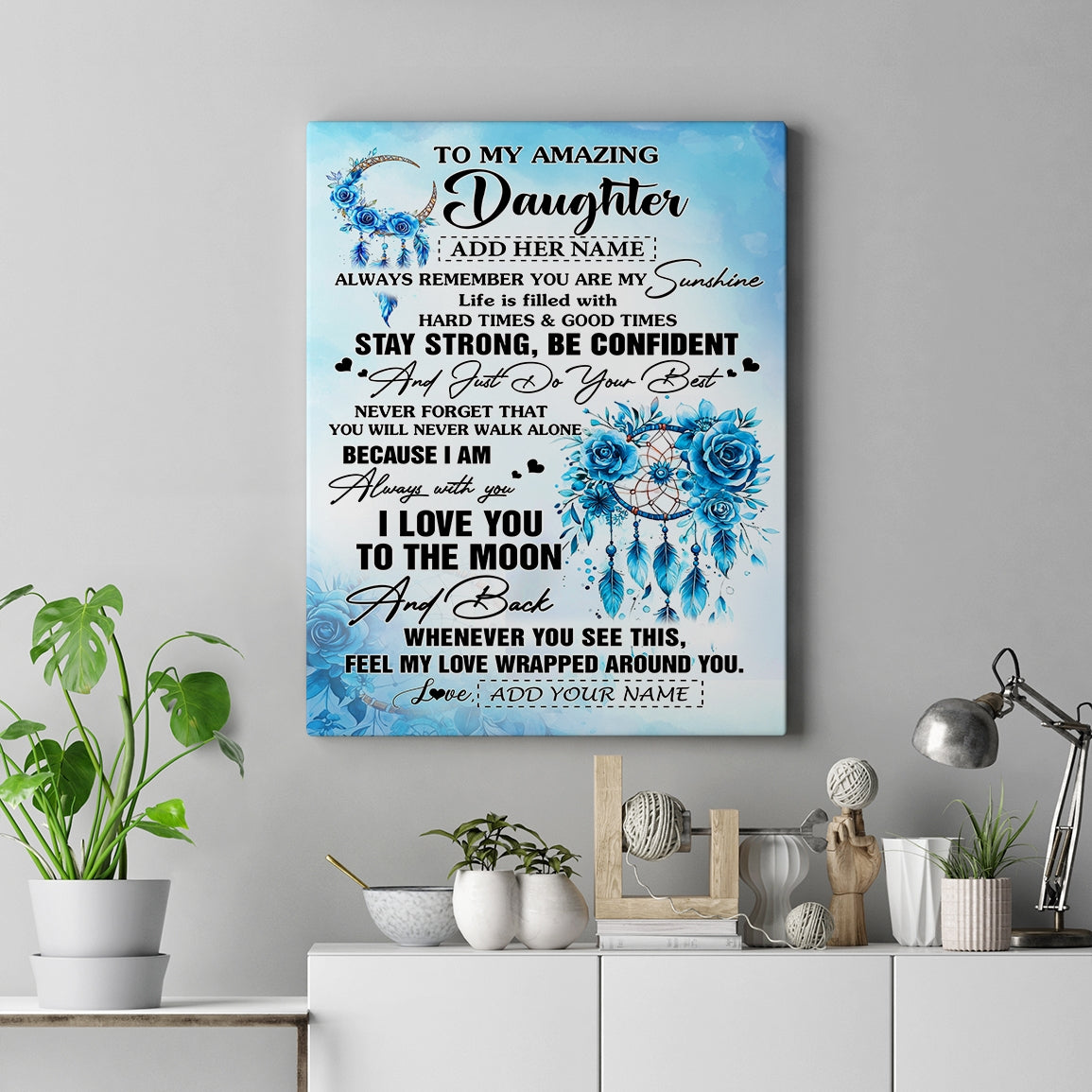 Personalized To My Amazing Daughter Canvas From Dad Mom Mother Dream Catcher It A Big Hug Daughter Birthday Gifts Christmas Graduation Customized Wall Art Framed Canvas | siriusteestore