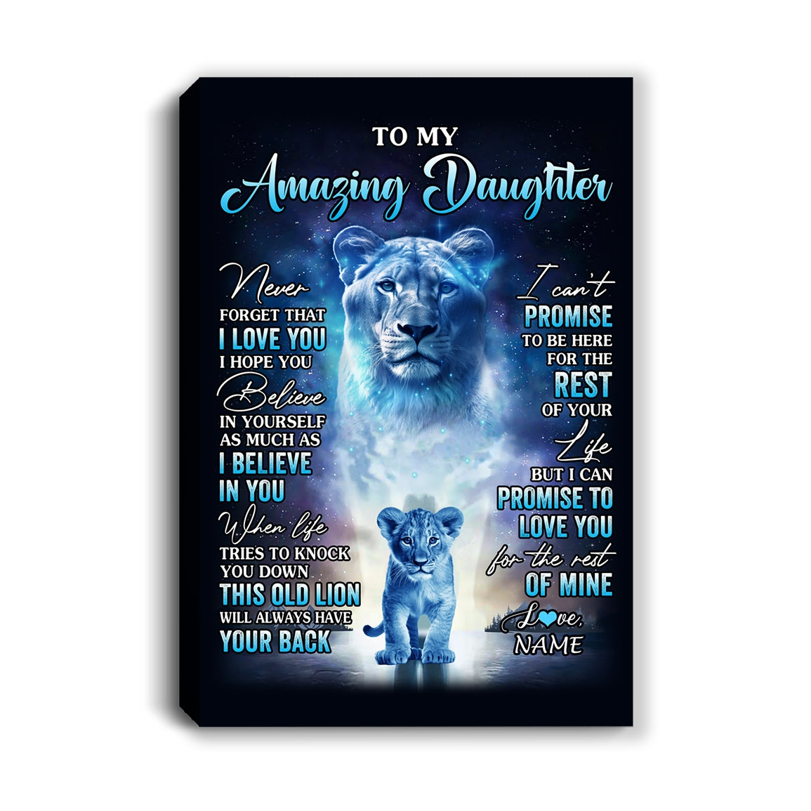 Personalized To My Amazing Daughter Canvas From Mom Mother Lion Never Forget I Love You Daughter Birthday Gifts Graduation Christmas Custom Wall Art Print Framed Canvas | siriusteestore