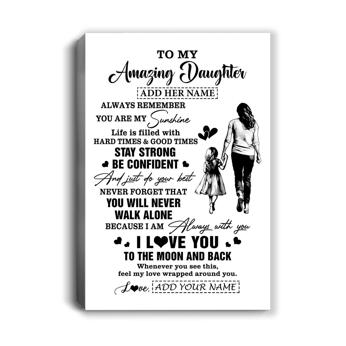 Personalized To My Amazing Daughter Canvas From Mom Mother Woman It A Big Hug Daughter Birthday Gifts Graduation Christmas Custom Wall Art Framed Canvas | siriusteestore