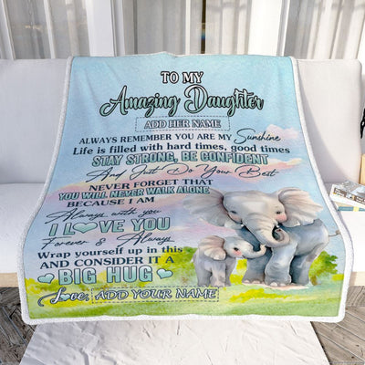 Personalized To My Amazing Daughter Elephant Blanket From Mom Dad Mother My Sunshine Daughter Birthday Gifts Graduation Christmas Customized Fleece Blanket | siriusteestore