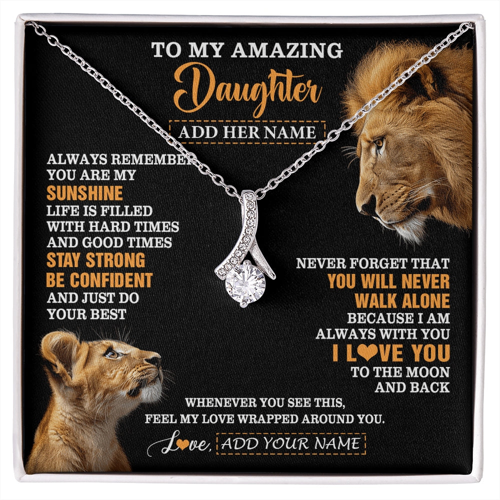 Alluring Beauty Necklace 14K White Gold Finish | 1 | Personalized To My Amazing Daughter Gifts Necklace From Dad Father Lion It A Big Hug Daughter Birthday Gifts Graduation Christmas Custom Gift Box Message Card | https://siriusteestore.