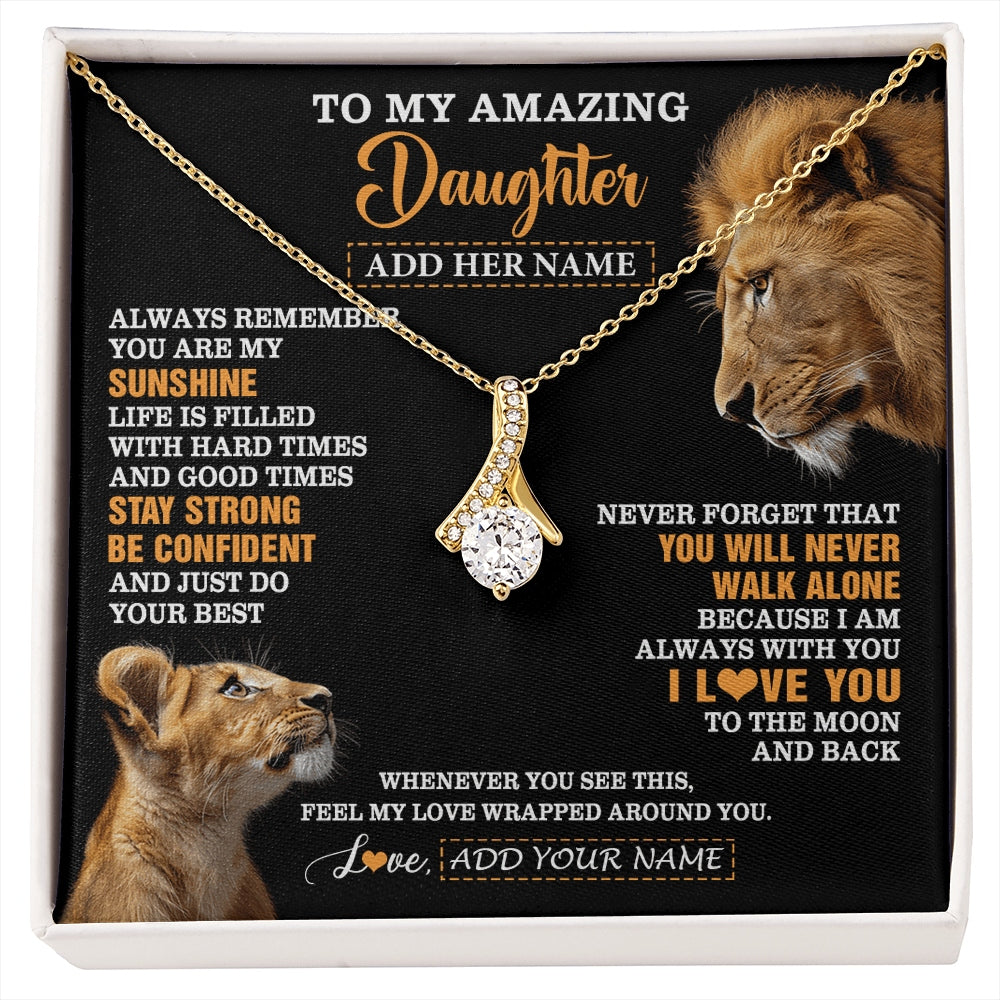 Alluring Beauty Necklace 18K Yellow Gold Finish | 1 | Personalized To My Amazing Daughter Gifts Necklace From Dad Father Lion It A Big Hug Daughter Birthday Gifts Graduation Christmas Custom Gift Box Message Card | https://siriusteestore.