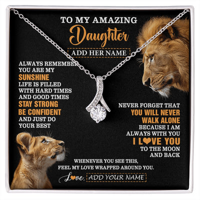Alluring Beauty Necklace 14K White Gold Finish | 1 | Personalized To My Amazing Daughter Gifts Necklace From Dad Father Lion It A Big Hug Daughter Birthday Gifts Graduation Christmas Custom Gift Box Message Card | https://siriusteestore.