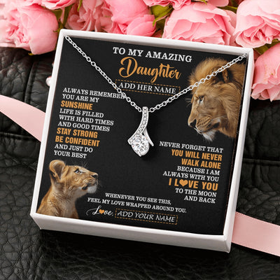 Alluring Beauty Necklace 14K White Gold Finish | 2 | Personalized To My Amazing Daughter Gifts Necklace From Dad Father Lion It A Big Hug Daughter Birthday Gifts Graduation Christmas Custom Gift Box Message Card | https://siriusteestore.