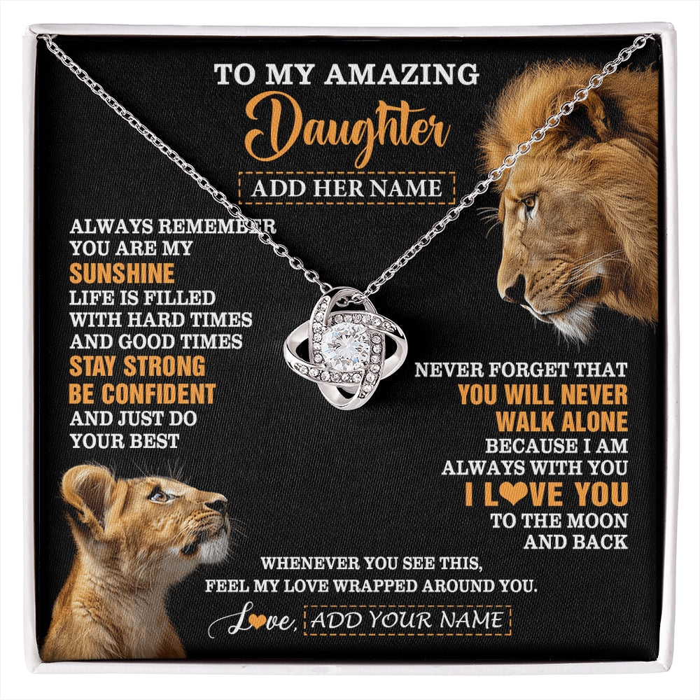 Love Knot Necklace 14K White Gold Finish | 1 | Personalized To My Amazing Daughter Gifts Necklace From Dad Father Lion It A Big Hug Daughter Birthday Gifts Graduation Christmas Custom Gift Box Message Card | https://siriusteestore.