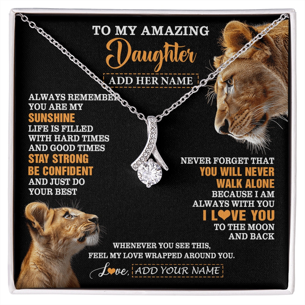 Alluring Beauty Necklace 14K White Gold Finish | 1 | Personalized To My Amazing Daughter Gifts Necklace From Mom Mother Lion It A Big Hug Daughter Birthday Gifts Graduation Christmas Custom Gift Box Message Card | https://siriusteestore.