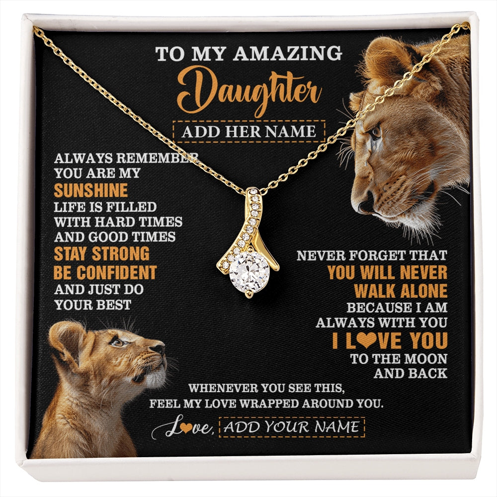 Alluring Beauty Necklace 18K Yellow Gold Finish | 1 | Personalized To My Amazing Daughter Gifts Necklace From Mom Mother Lion It A Big Hug Daughter Birthday Gifts Graduation Christmas Custom Gift Box Message Card | https://siriusteestore.