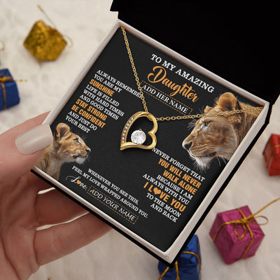 Forever Love Necklace 18K Yellow Gold Finish | 2 | Personalized To My Amazing Daughter Gifts Necklace From Mom Mother Lion It A Big Hug Daughter Birthday Gifts Graduation Christmas Custom Gift Box Message Card | https://siriusteestore.