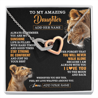 Interlocking Hearts Necklace Stainless Steel & Rose Gold Finish | 1 | Personalized To My Amazing Daughter Gifts Necklace From Mom Mother Lion It A Big Hug Daughter Birthday Gifts Graduation Christmas Custom Gift Box Message Card | https://siriusteestore.