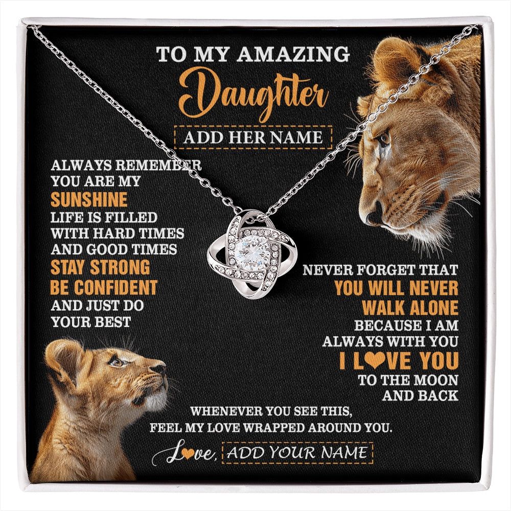 Love Knot Necklace 14K White Gold Finish | 1 | Personalized To My Amazing Daughter Gifts Necklace From Mom Mother Lion It A Big Hug Daughter Birthday Gifts Graduation Christmas Custom Gift Box Message Card | https://siriusteestore.