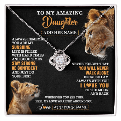 Love Knot Necklace 14K White Gold Finish | 1 | Personalized To My Amazing Daughter Gifts Necklace From Mom Mother Lion It A Big Hug Daughter Birthday Gifts Graduation Christmas Custom Gift Box Message Card | https://siriusteestore.