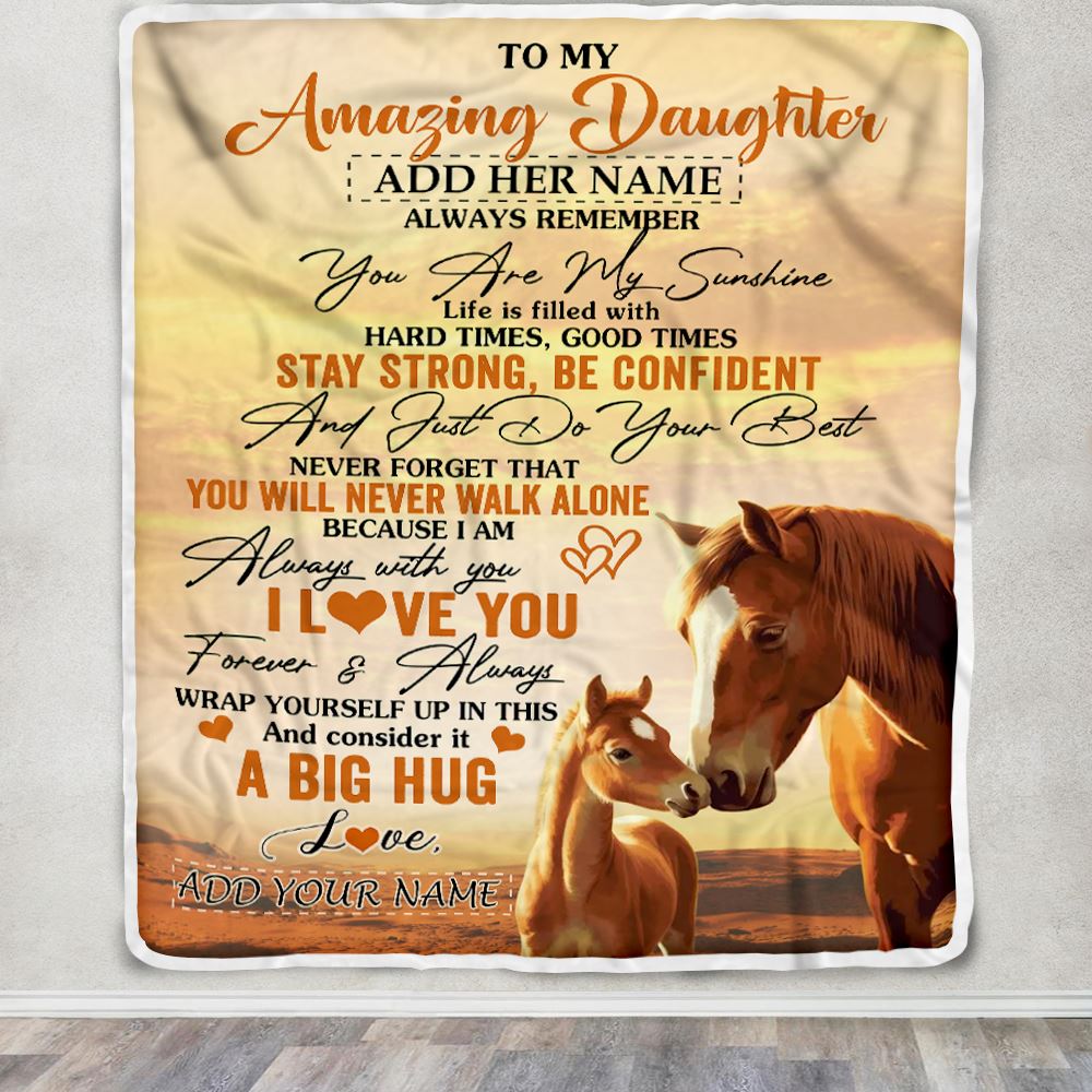 Personalized To My Amazing Daughter Horse Blanket From Mom Dad Mother My Sunshine Daughter Birthday Gifts Graduation Christmas Customized Fleece Throw Blanket | siriusteestore
