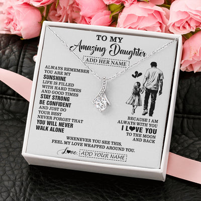 Alluring Beauty Necklace 14K White Gold Finish | 2 | Personalized To My Amazing Daughter Necklace From Dad Father Man It A Big Hug Daughter Birthday Gifts Graduation Christmas Custom Gift Box Message Card | https://siriusteestore.