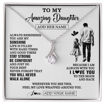 Alluring Beauty Necklace 14K White Gold Finish | 1 | Personalized To My Amazing Daughter Necklace From Dad Father Man It A Big Hug Daughter Birthday Gifts Graduation Christmas Custom Gift Box Message Card | https://siriusteestore.