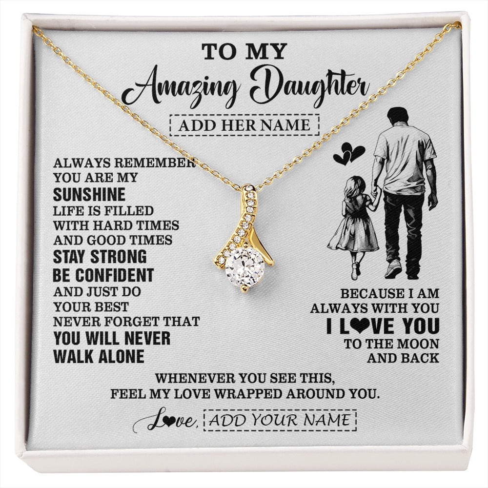 Alluring Beauty Necklace 18K Yellow Gold Finish | 1 | Personalized To My Amazing Daughter Necklace From Dad Father Man It A Big Hug Daughter Birthday Gifts Graduation Christmas Custom Gift Box Message Card | https://siriusteestore.