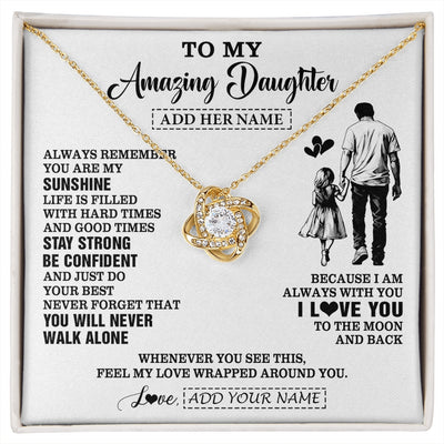 Love Knot Necklace 18K Yellow Gold Finish | 1 | Personalized To My Amazing Daughter Necklace From Dad Father Man It A Big Hug Daughter Birthday Gifts Graduation Christmas Custom Gift Box Message Card | https://siriusteestore.