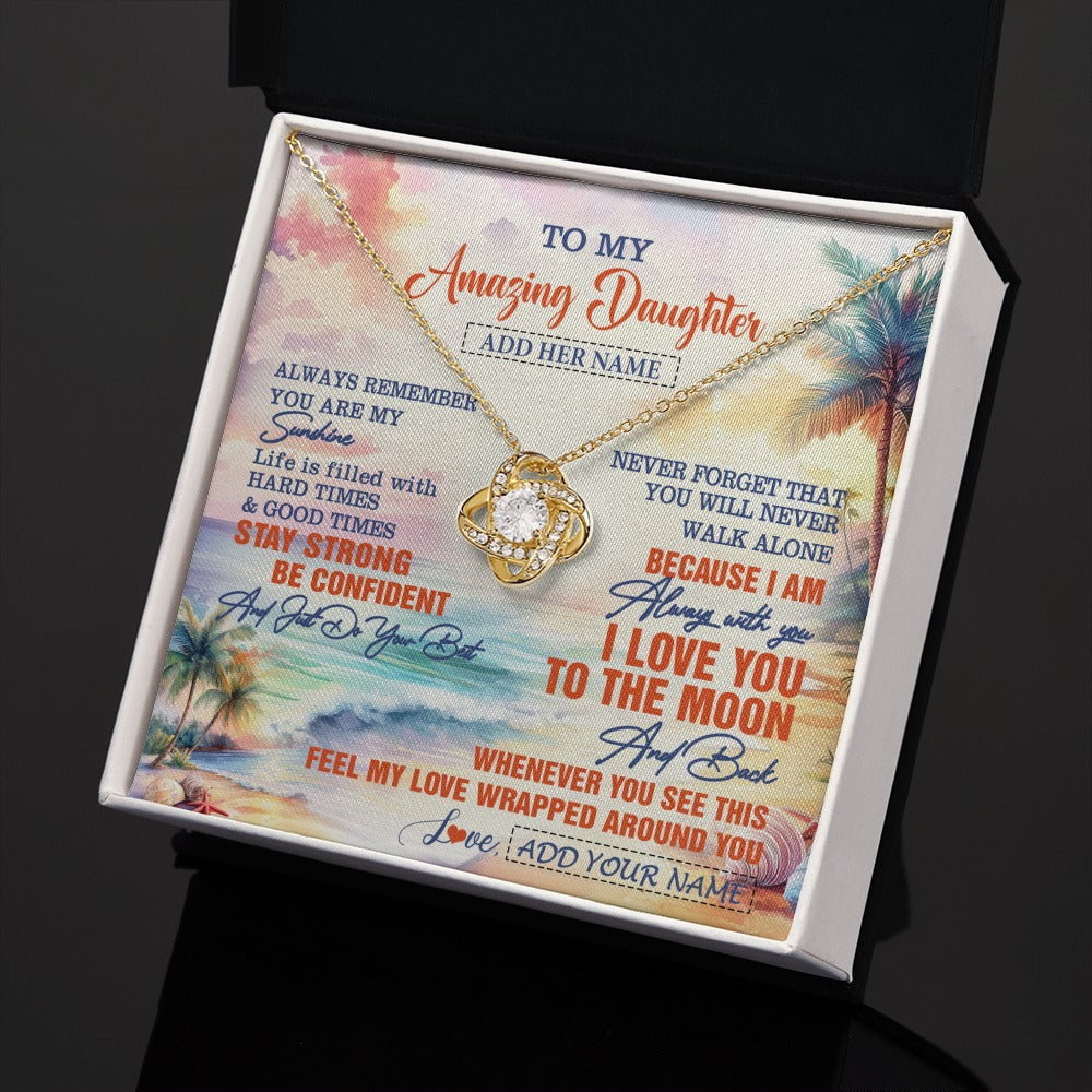 Love Knot Necklace 18K Yellow Gold Finish | 2 | Personalized To My Amazing Daughter Necklace From Dad Mom Mother Beach It A Big Hug Daughter Birthday Gifts Graduation Christmas Custom Gift Box Message Card Shirt & Hoodie | https://siriusteestore.