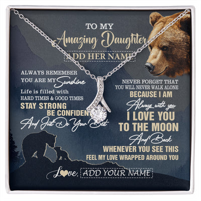 Alluring Beauty Necklace 14K White Gold Finish | 1 | Personalized To My Amazing Daughter Necklace From Dad Mom Mother Bear It A Big Hug Daughter Birthday Gifts Graduation Christmas Custom Gift Box Message Card | https://siriusteestore.