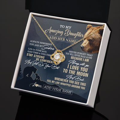 Love Knot Necklace 18K Yellow Gold Finish | 2 | Personalized To My Amazing Daughter Necklace From Dad Mom Mother Bear It A Big Hug Daughter Birthday Gifts Graduation Christmas Custom Gift Box Message Card | https://siriusteestore.