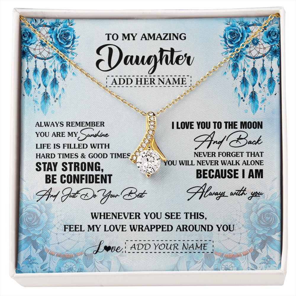 Alluring Beauty Necklace 18K Yellow Gold Finish | 1 | Personalized To My Amazing Daughter Necklace From Dad Mom Mother Dream Catcher It A Big Hug Daughter Birthday Gifts Christmas Customized Gift Box Message Card | https://siriusteestore.