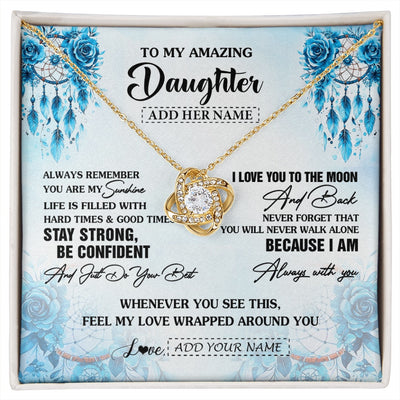 Love Knot Necklace 18K Yellow Gold Finish | 1 | Personalized To My Amazing Daughter Necklace From Dad Mom Mother Dream Catcher It A Big Hug Daughter Birthday Gifts Christmas Customized Gift Box Message Card | https://siriusteestore.