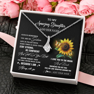 Alluring Beauty Necklace 14K White Gold Finish | 2 | Personalized To My Amazing Daughter Necklace From Dad Mom Mother Sunflower It A Big Hug Daughter Birthday Gifts Christmas Custom Gift Box Message Card | https://siriusteestore.