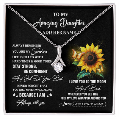 Alluring Beauty Necklace 14K White Gold Finish | 1 | Personalized To My Amazing Daughter Necklace From Dad Mom Mother Sunflower It A Big Hug Daughter Birthday Gifts Christmas Custom Gift Box Message Card | https://siriusteestore.