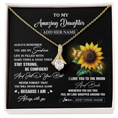 Alluring Beauty Necklace 18K Yellow Gold Finish | 1 | Personalized To My Amazing Daughter Necklace From Dad Mom Mother Sunflower It A Big Hug Daughter Birthday Gifts Christmas Custom Gift Box Message Card | https://siriusteestore.