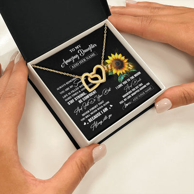 Interlocking Hearts Necklace 18K Yellow Gold Finish | 2 | Personalized To My Amazing Daughter Necklace From Dad Mom Mother Sunflower It A Big Hug Daughter Birthday Gifts Christmas Custom Gift Box Message Card | https://siriusteestore.