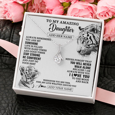 Alluring Beauty Necklace 14K White Gold Finish | 2 | Personalized To My Amazing Daughter Necklace From Dad Mom Mother White Tiger It A Big Hug Daughter Birthday Gifts Christmas Custom Gift Box Message Card | https://siriusteestore.