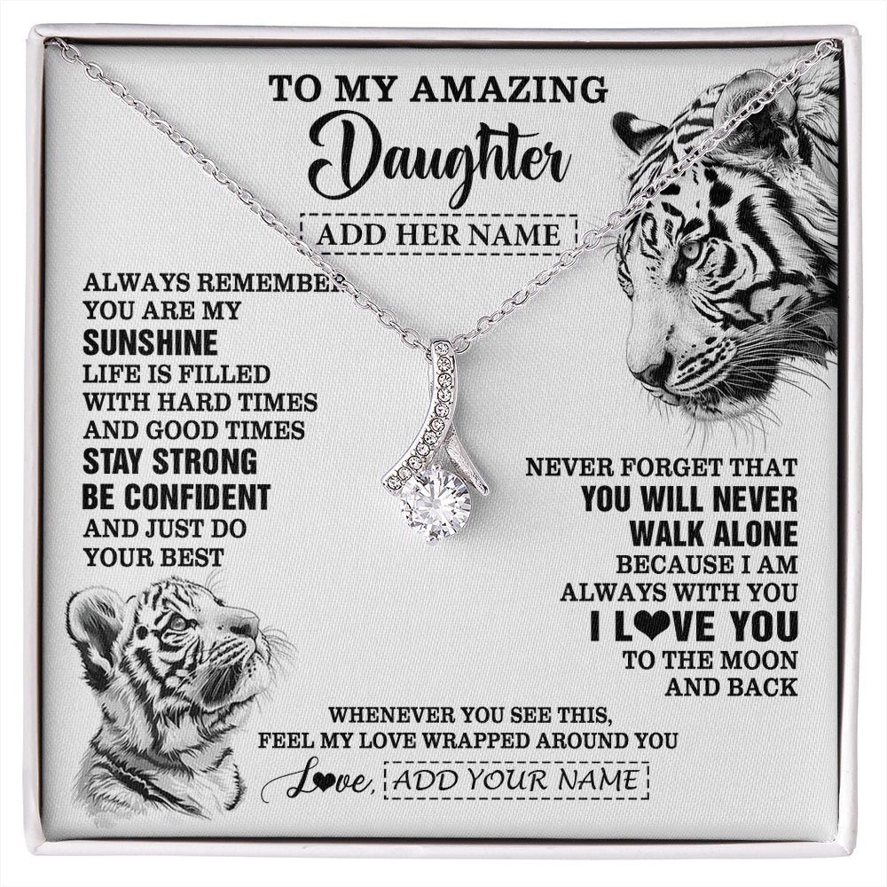 Alluring Beauty Necklace 14K White Gold Finish | 1 | Personalized To My Amazing Daughter Necklace From Dad Mom Mother White Tiger It A Big Hug Daughter Birthday Gifts Christmas Custom Gift Box Message Card | https://siriusteestore.