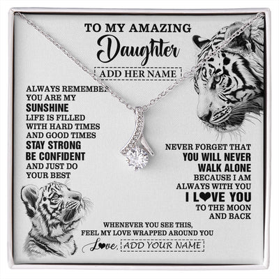 Alluring Beauty Necklace 14K White Gold Finish | 1 | Personalized To My Amazing Daughter Necklace From Dad Mom Mother White Tiger It A Big Hug Daughter Birthday Gifts Christmas Custom Gift Box Message Card | https://siriusteestore.
