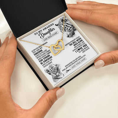 Interlocking Hearts Necklace 18K Yellow Gold Finish | 2 | Personalized To My Amazing Daughter Necklace From Dad Mom Mother White Tiger It A Big Hug Daughter Birthday Gifts Christmas Custom Gift Box Message Card | https://siriusteestore.