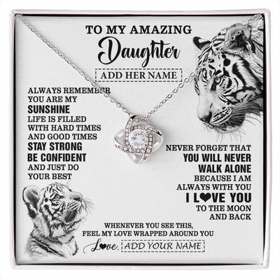 Love Knot Necklace 14K White Gold Finish | 1 | Personalized To My Amazing Daughter Necklace From Dad Mom Mother White Tiger It A Big Hug Daughter Birthday Gifts Christmas Custom Gift Box Message Card | https://siriusteestore.