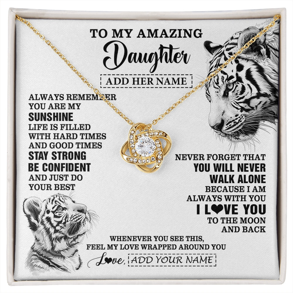 Love Knot Necklace 18K Yellow Gold Finish | 1 | Personalized To My Amazing Daughter Necklace From Dad Mom Mother White Tiger It A Big Hug Daughter Birthday Gifts Christmas Custom Gift Box Message Card | https://siriusteestore.