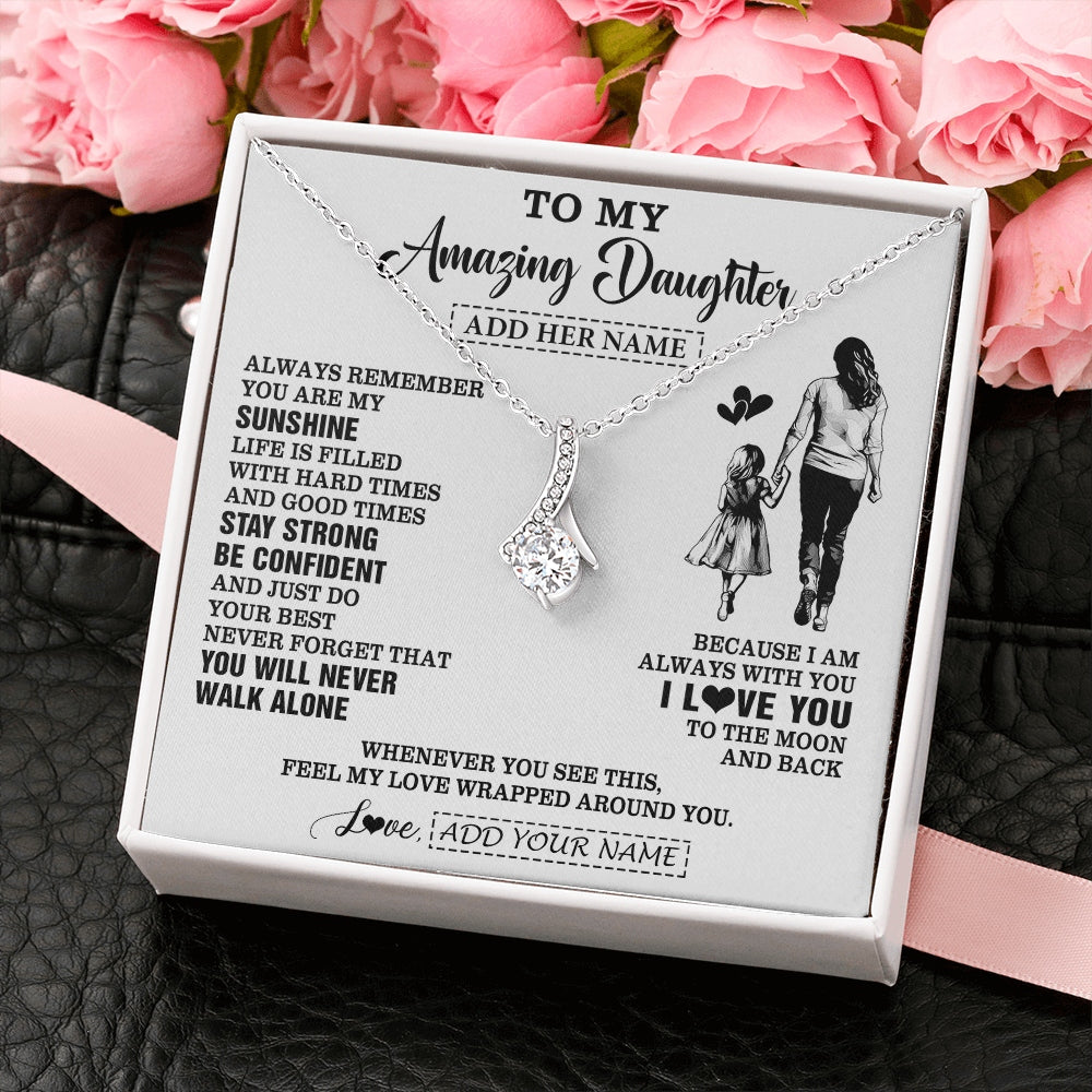 Alluring Beauty Necklace 14K White Gold Finish | 2 | Personalized To My Amazing Daughter Necklace From Mom Mother Woman It A Big Hug Daughter Birthday Gifts Graduation Christmas Custom Gift Box Message Card | https://siriusteestore.