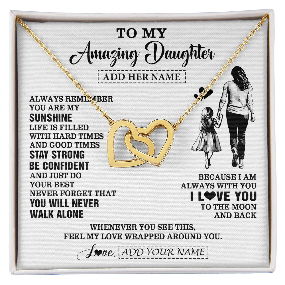 Interlocking Hearts Necklace 18K Yellow Gold Finish | 1 | Personalized To My Amazing Daughter Necklace From Mom Mother Woman It A Big Hug Daughter Birthday Gifts Graduation Christmas Custom Gift Box Message Card | https://siriusteestore.