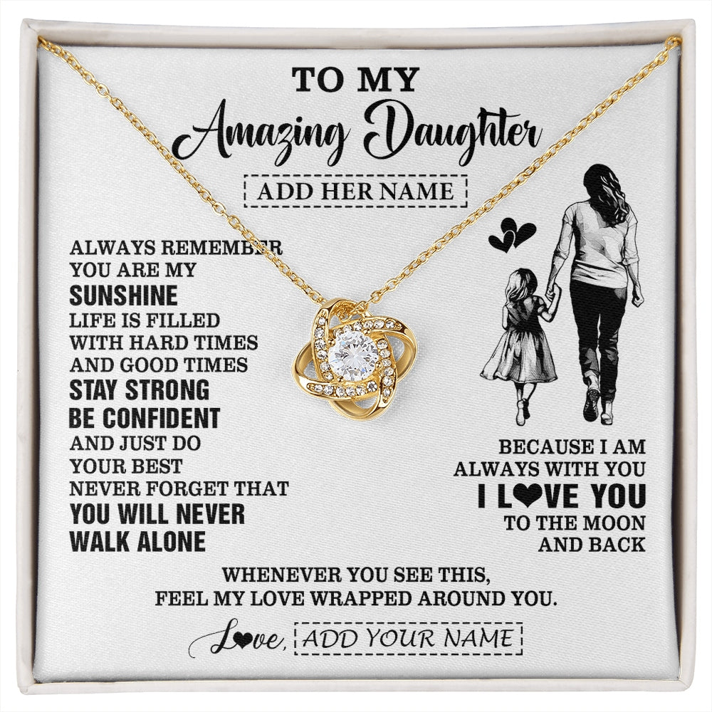 Love Knot Necklace 18K Yellow Gold Finish | 1 | Personalized To My Amazing Daughter Necklace From Mom Mother Woman It A Big Hug Daughter Birthday Gifts Graduation Christmas Custom Gift Box Message Card | https://siriusteestore.