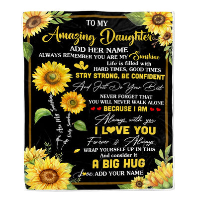 Personalized To My Amazing Daughter Sunflower Blanket From Mom Dad Mother My Sunshine Daughter Birthday Gifts Graduation Christmas Customized Fleece Blanket | siriusteestore
