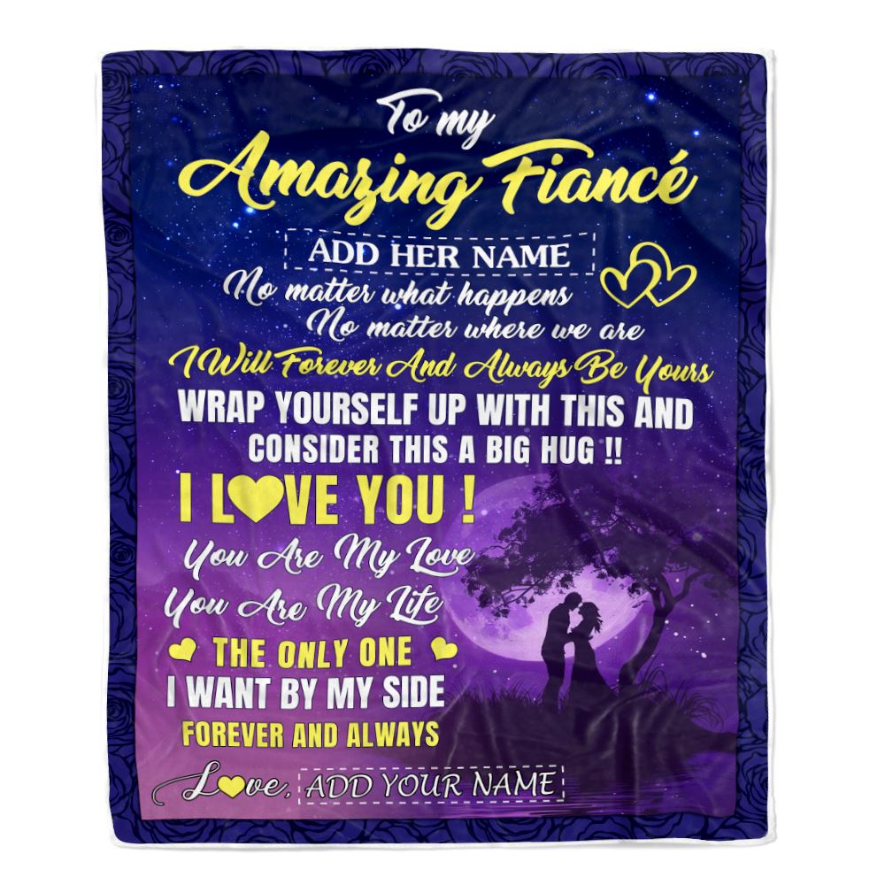 Personalized To My Amazing Fiancé Blanket Big Hug For Future Husband Birthday Gifts Anniversary Romantic Gifts Valentines Day For Him Christmas Fleece Blanket | siriusteestore