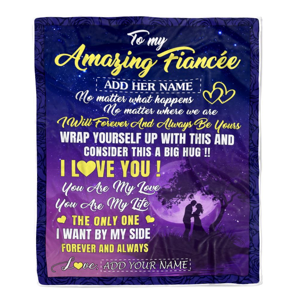 Personalized To My Amazing Fiancée Blanket Big Hug For Future Husband Birthday Gifts Anniversary Romantic Gift Valentines Day For Her Christmas Fleece Blanket | siriusteestore